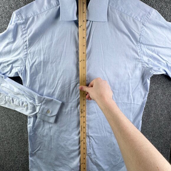 Eton Long Sleeve Button Up Shirt Men Cotton Designer Blue 16 Slim Woven Romania - Picture 3 of 16